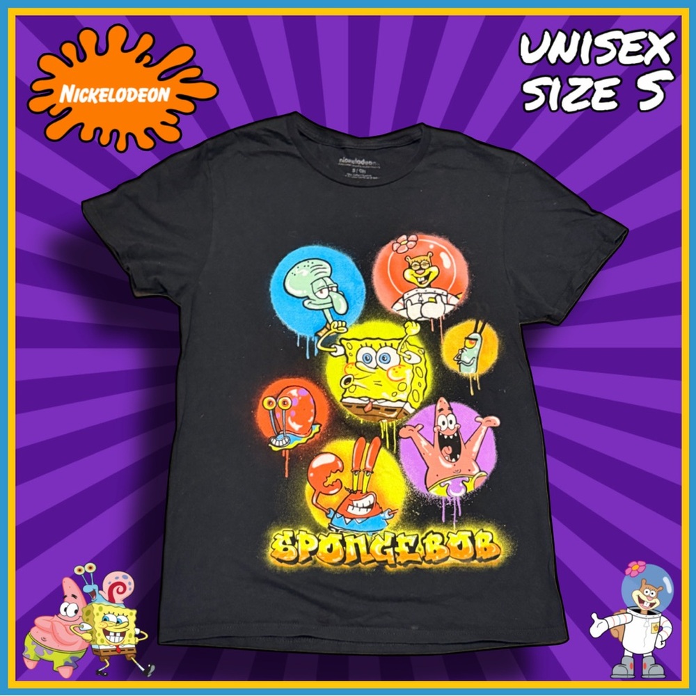 NICKELODEON SpongeBob short sleeve black graphic TSHIRT size S